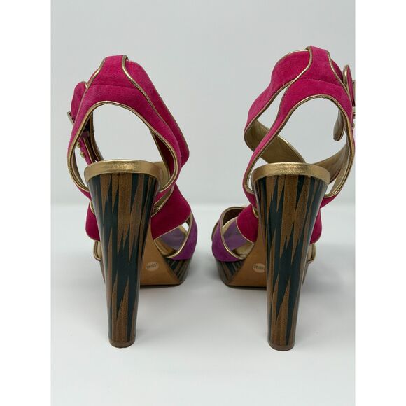 BCBG Max Azria Milan Platform Shoes Pink Purple Suede 5.5 inch Heel Size 10B - Picture 5 of 9